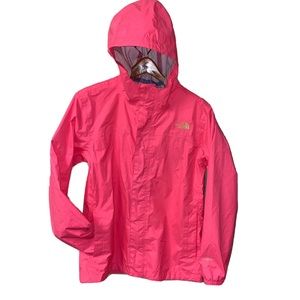 The North Face Girl’s Hyvent Pink Waterproof Hooded Rain Jacket Coat Sz XL (18)
